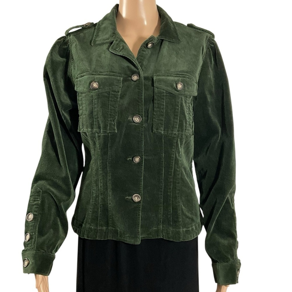 KUT From The Kloth Kyra Corduroy Trucker Jacket Green Large Style KJ46202 NWOT